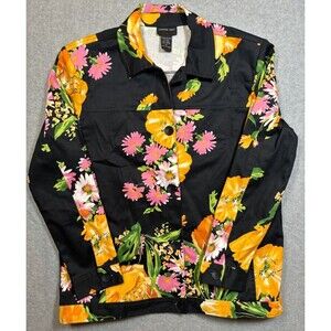 Morgan Cole Women’s Floral Button Up Jacket Black‎ With Floral AOP Size Medium